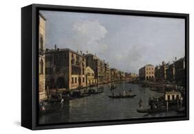 Grand Canal Looking South-East from the Campo Santa Sophia to the Rialto Bridge-Canaletto-Framed Stretched Canvas