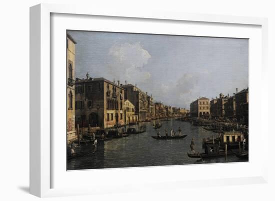 Grand Canal Looking South-East from the Campo Santa Sophia to the Rialto Bridge-Canaletto-Framed Giclee Print