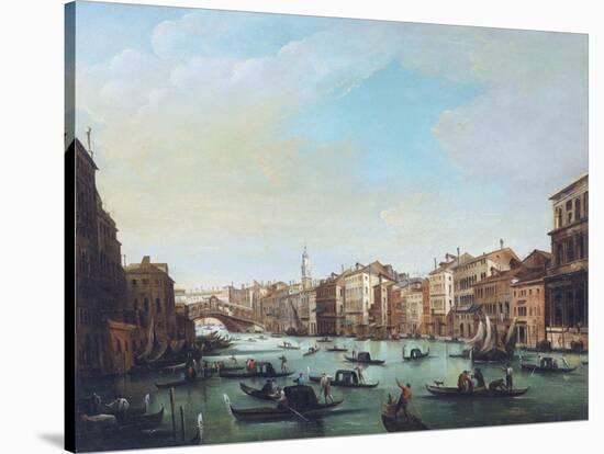 Grand Canal of Venice and Rialto Bridge-Giuseppe Bernardino Bison-Stretched Canvas