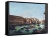 Grand Canal of Venice at the Rialto, with Gondolas-Giuseppe Bernardino Bison-Framed Stretched Canvas