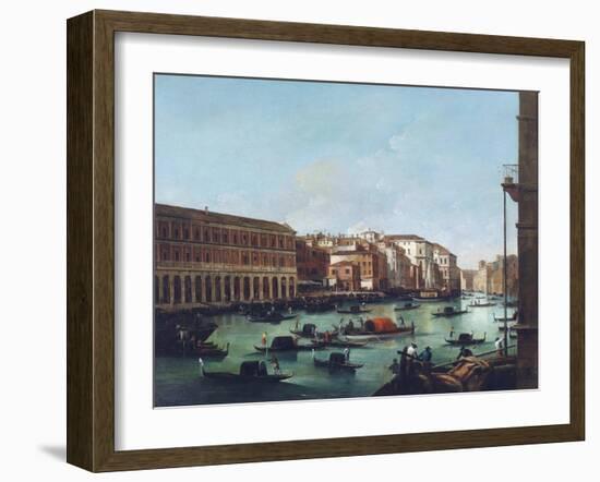 Grand Canal of Venice at the Rialto, with Gondolas-Giuseppe Bernardino Bison-Framed Giclee Print