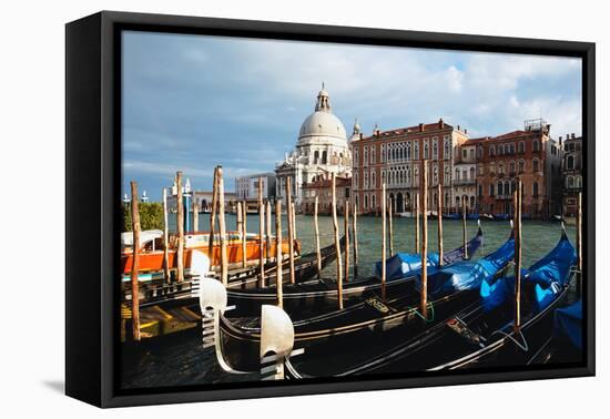 Grand Canal View at Campo del Traghetto, Venice-George Oze-Framed Stretched Canvas