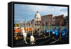 Grand Canal View at Campo del Traghetto, Venice-George Oze-Framed Stretched Canvas