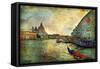 Grand Canal with Gondolas - Artistic Retro Styled Picture-Maugli-l-Framed Stretched Canvas