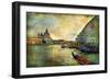 Grand Canal with Gondolas - Artistic Retro Styled Picture-Maugli-l-Framed Art Print