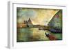 Grand Canal with Gondolas - Artistic Retro Styled Picture-Maugli-l-Framed Art Print