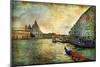 Grand Canal with Gondolas - Artistic Retro Styled Picture-Maugli-l-Mounted Art Print