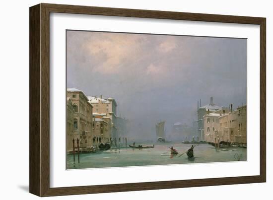 Grand Canal with Snow and Ice, 1849-Ippolito Caffi-Framed Giclee Print