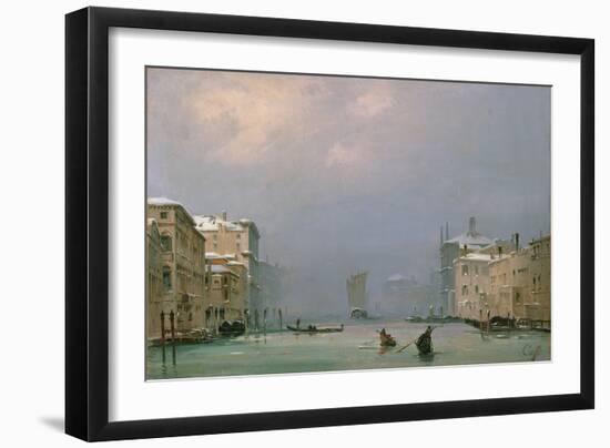 Grand Canal with Snow and Ice, 1849-Ippolito Caffi-Framed Giclee Print