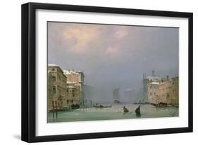 Grand Canal with Snow and Ice, 1849-Ippolito Caffi-Framed Giclee Print