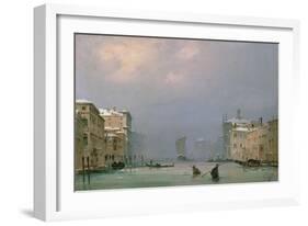 Grand Canal with Snow and Ice, 1849-Ippolito Caffi-Framed Giclee Print