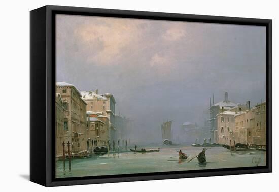 Grand Canal with Snow and Ice, 1849-Ippolito Caffi-Framed Stretched Canvas
