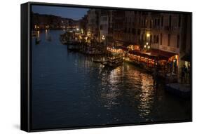 Grand Canale from Rialto Bridge at Blue Hour, Venice, Italy-PH.OK-Framed Stretched Canvas