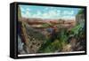 Grand Canyon Nat'l Park, Arizona - Bright Angel Trail View of Grand Canyon-Lantern Press-Framed Stretched Canvas