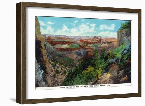 Grand Canyon Nat'l Park, Arizona - Bright Angel Trail View of Grand Canyon-Lantern Press-Framed Art Print