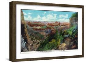 Grand Canyon Nat'l Park, Arizona - Bright Angel Trail View of Grand Canyon-Lantern Press-Framed Art Print