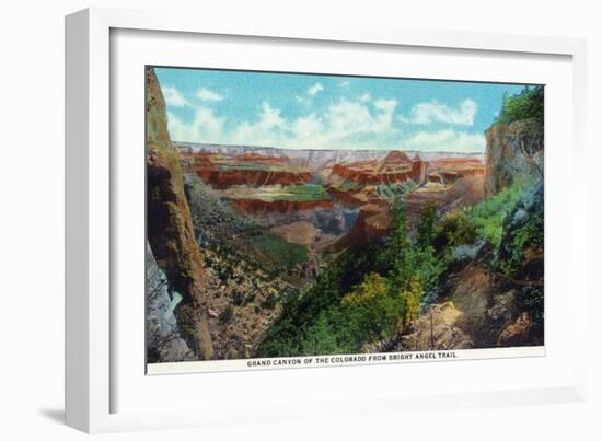 Grand Canyon Nat'l Park, Arizona - Bright Angel Trail View of Grand Canyon-Lantern Press-Framed Art Print