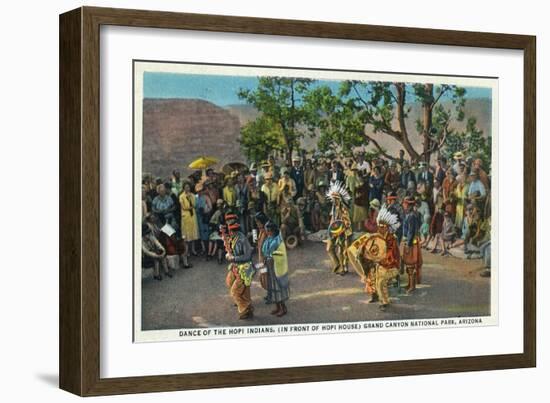 Grand Canyon Nat'l Park, Arizona - Dance of the Hopi in front of Hopi House-Lantern Press-Framed Art Print