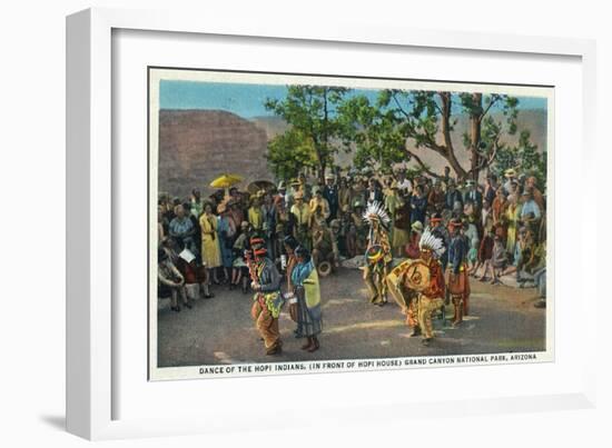 Grand Canyon Nat'l Park, Arizona - Dance of the Hopi in front of Hopi House-Lantern Press-Framed Art Print