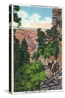 Grand Canyon Nat'l Park, Arizona - Men on Burros on the Bright Angel Trail-Lantern Press-Stretched Canvas