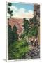 Grand Canyon Nat'l Park, Arizona - Men on Burros on the Bright Angel Trail-Lantern Press-Stretched Canvas
