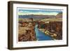 Grand Canyon Nat'l Park, Arizona - Navajo Bridge View of Colorado River Near Lee's Ferry, c.1938-Lantern Press-Framed Art Print