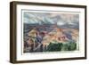 Grand Canyon Nat'l Park, Arizona - Powell Point View of a Canyon Storm-Lantern Press-Framed Art Print