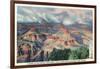 Grand Canyon Nat'l Park, Arizona - Powell Point View of a Canyon Storm-Lantern Press-Framed Art Print