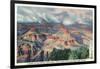 Grand Canyon Nat'l Park, Arizona - Powell Point View of a Canyon Storm-Lantern Press-Framed Art Print