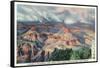 Grand Canyon Nat'l Park, Arizona - Powell Point View of a Canyon Storm-Lantern Press-Framed Stretched Canvas
