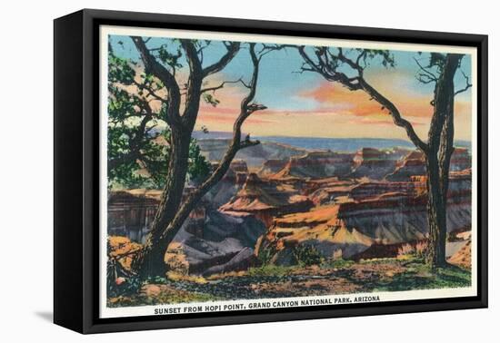 Grand Canyon Nat'l Park, Arizona - Sunset View from Hopi Point-Lantern Press-Framed Stretched Canvas