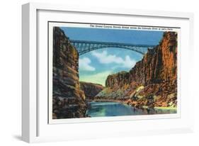 Grand Canyon Nat'l Park, Arizona - View of the Grand Canyon Navajo Bridge at Lee's Ferry, c.1938-Lantern Press-Framed Art Print