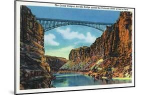 Grand Canyon Nat'l Park, Arizona - View of the Grand Canyon Navajo Bridge at Lee's Ferry, c.1938-Lantern Press-Mounted Art Print