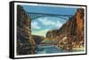 Grand Canyon Nat'l Park, Arizona - View of the Grand Canyon Navajo Bridge at Lee's Ferry, c.1938-Lantern Press-Framed Stretched Canvas