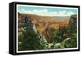 Grand Canyon Nat'l Park, Az - Panoramic View, Vishnu Temple from "Duck-On-The-Rock", c.1932-Lantern Press-Framed Stretched Canvas