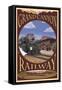 Grand Canyon National Park, Arizona, Grand Canyon Railway-Lantern Press-Framed Stretched Canvas