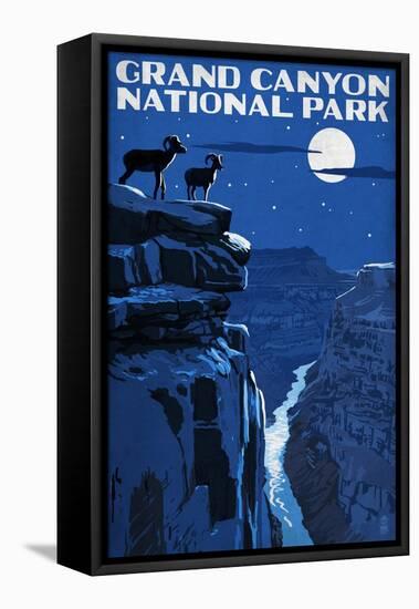 Grand Canyon National Park, Arizona - Night Scene-Lantern Press-Framed Stretched Canvas