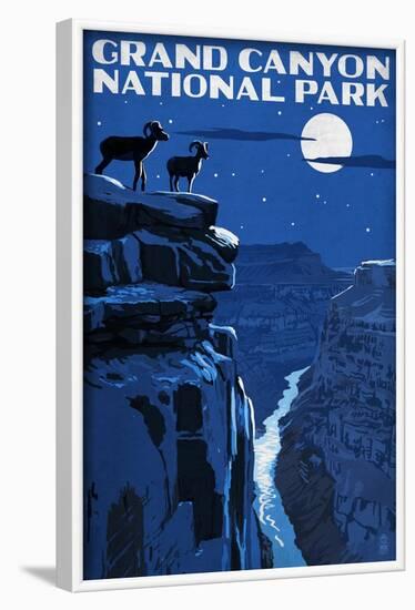 Grand Canyon National Park, Arizona - Night Scene-Lantern Press-Framed Art Print