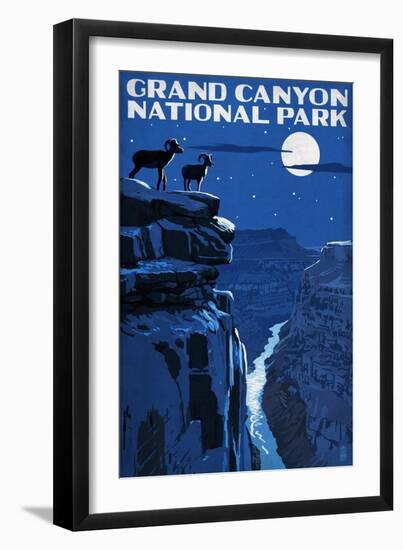 Grand Canyon National Park, Arizona - Night Scene-Lantern Press-Framed Art Print