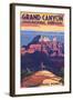 Grand Canyon National Park - Bright Angel Point-Lantern Press-Framed Art Print