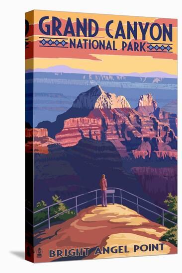 Grand Canyon National Park - Bright Angel Point-Lantern Press-Stretched Canvas