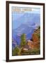 Grand Canyon National Park - Bright Angel Trail-Lantern Press-Framed Art Print