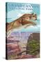 Grand Canyon National Park - Cougar Jumping-Lantern Press-Stretched Canvas