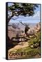 Grand Canyon National Park - Elk and South Rim-Lantern Press-Framed Stretched Canvas