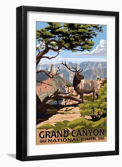 Grand Canyon National Park - Elk & Point Imperial-Lantern Press-Framed Art Print