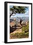 Grand Canyon National Park - Elk & Point Imperial-Lantern Press-Framed Art Print