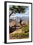 Grand Canyon National Park - Elk & Point Imperial-Lantern Press-Framed Art Print