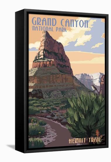 Grand Canyon National Park - Hermit Trail-Lantern Press-Framed Stretched Canvas