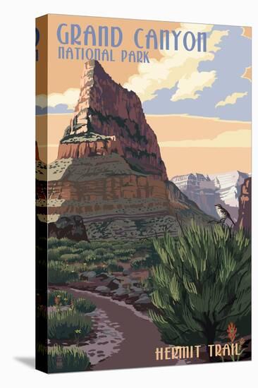 Grand Canyon National Park - Hermit Trail-Lantern Press-Stretched Canvas