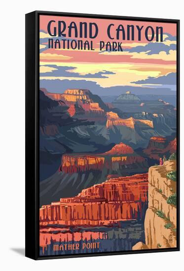 Grand Canyon National Park - Mather Point-Lantern Press-Framed Stretched Canvas